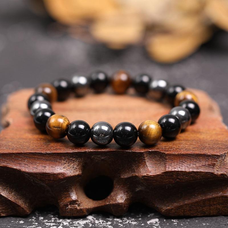 GRATUIT Bracelet de triple protection en obsidienne noire, hématite et œil de tigre - Karma et Moi