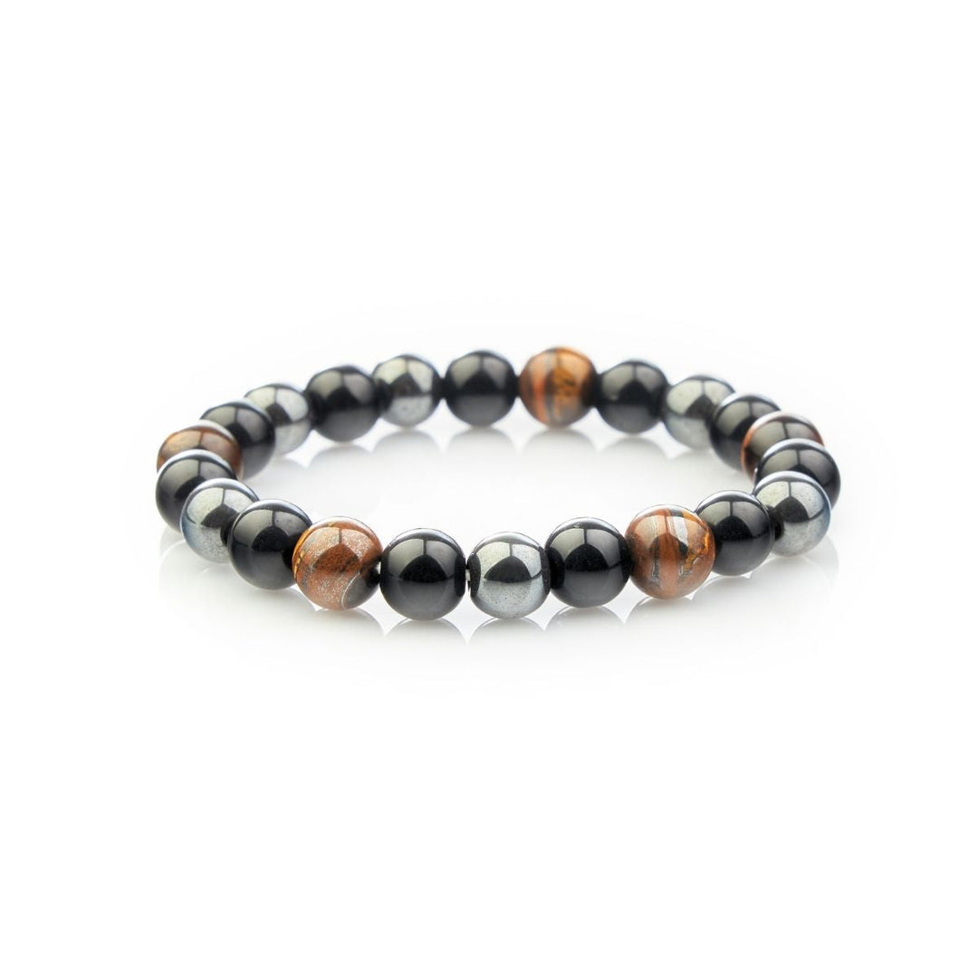 GRATUIT Bracelet de triple protection en obsidienne noire, hématite et œil de tigre - Karma et Moi