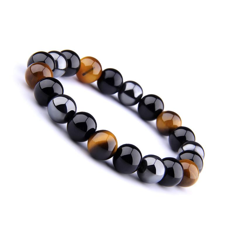 GRATUIT Bracelet de triple protection en obsidienne noire, hématite et œil de tigre - Karma et Moi