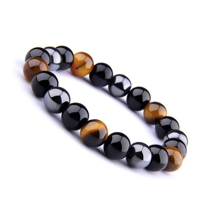 GRATUIT Bracelet de triple protection en obsidienne noire, hématite et œil de tigre - Karma et Moi