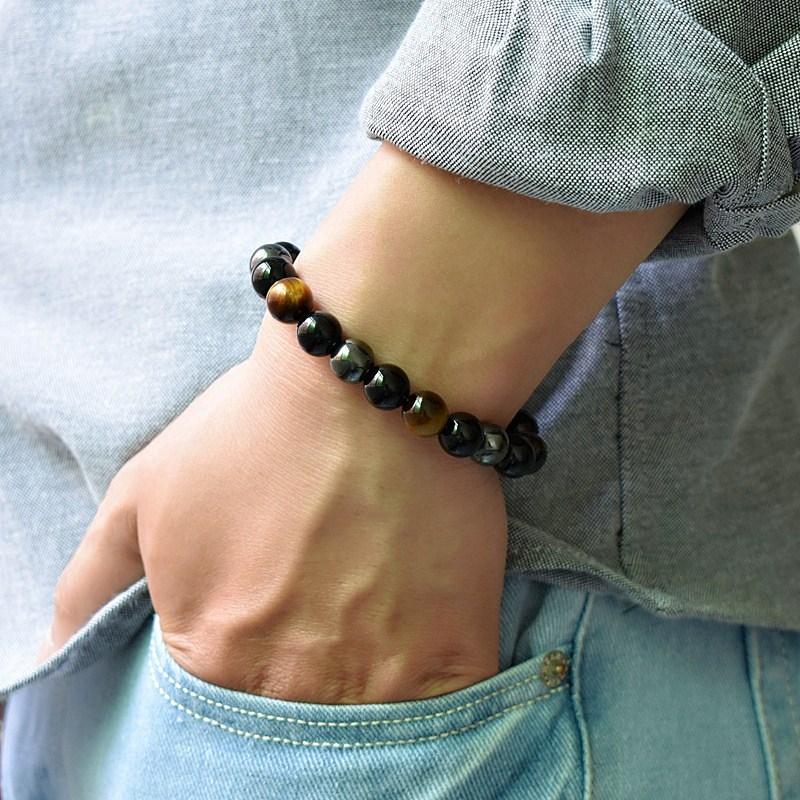 GRATUIT Bracelet de triple protection en obsidienne noire, hématite et œil de tigre - Karma et Moi
