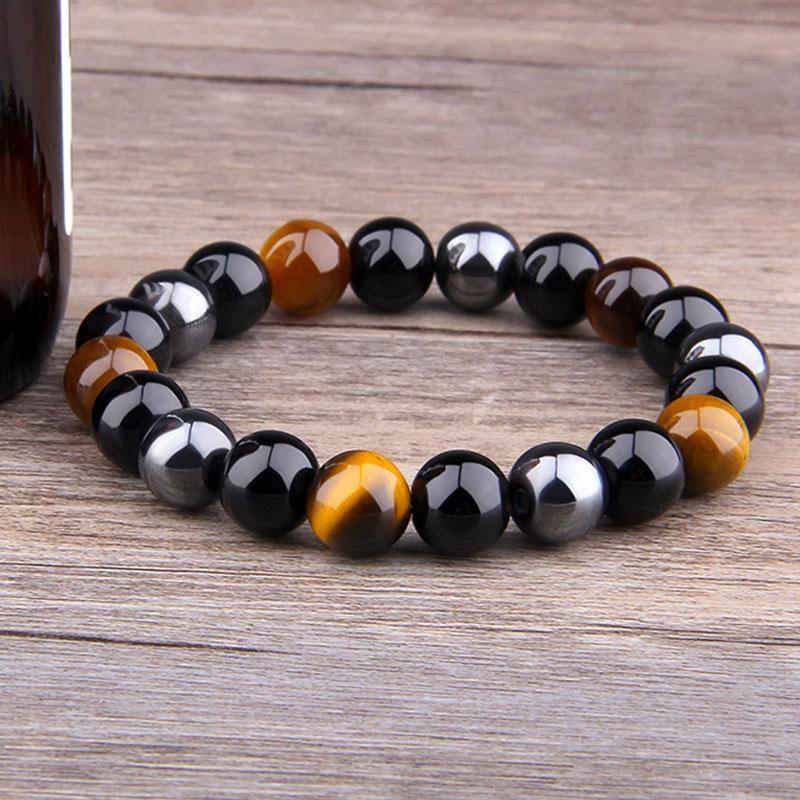 GRATUIT Bracelet de triple protection en obsidienne noire, hématite et œil de tigre - Karma et Moi