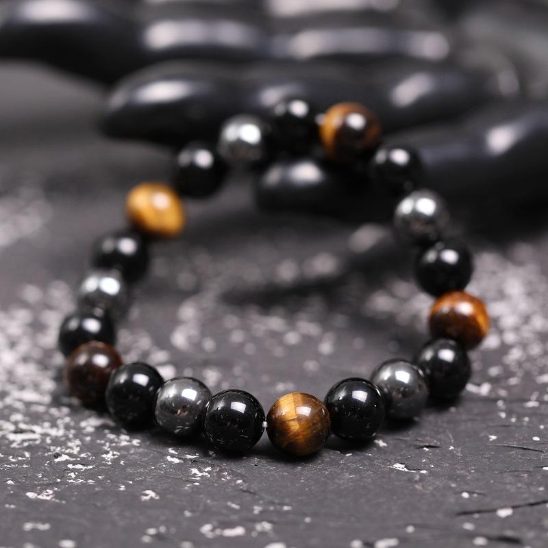 GRATUIT Bracelet de triple protection en obsidienne noire, hématite et œil de tigre - Karma et Moi