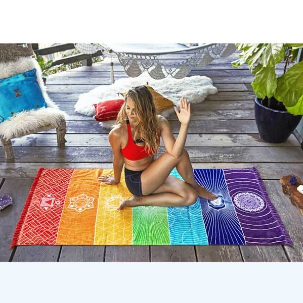 Tapis de yoga des 7 chakras - Tapis de méditation - Tapisserie - Karma et Moi