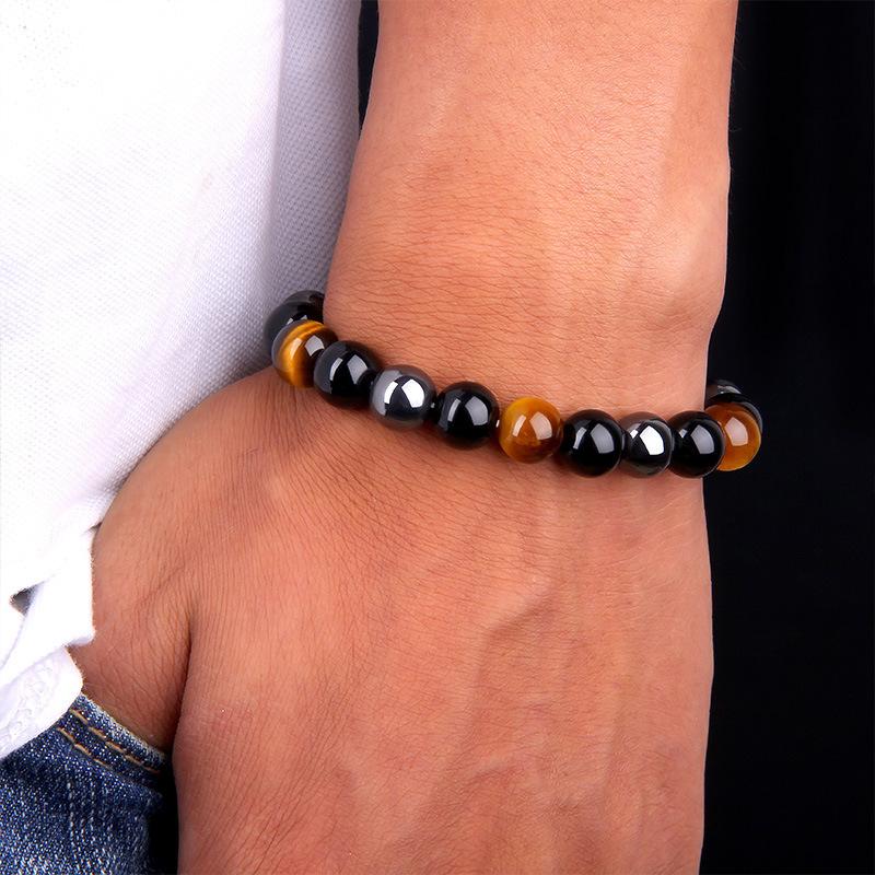 GRATUIT Bracelet de triple protection en obsidienne noire, hématite et œil de tigre - Karma et Moi