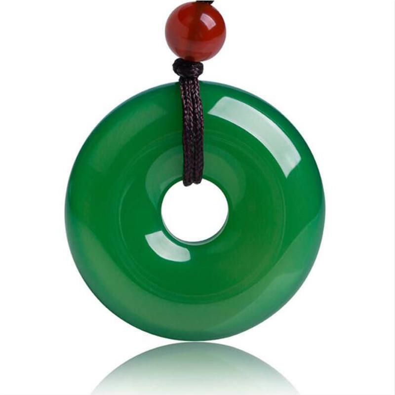 Collier avec disque en jade vert - Karma et Moi