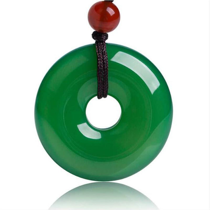 Collier avec disque en jade vert - Karma et Moi