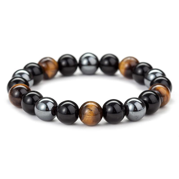 GRATUIT Bracelet de triple protection en obsidienne noire, hématite et œil de tigre - Karma et Moi