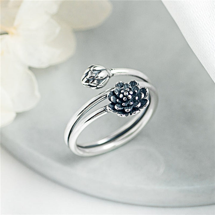 Bague Lotus en argent à triple spirale - Karma et Moi