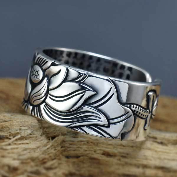 Bague avec sutra du cœur de lotus - Karma et Moi