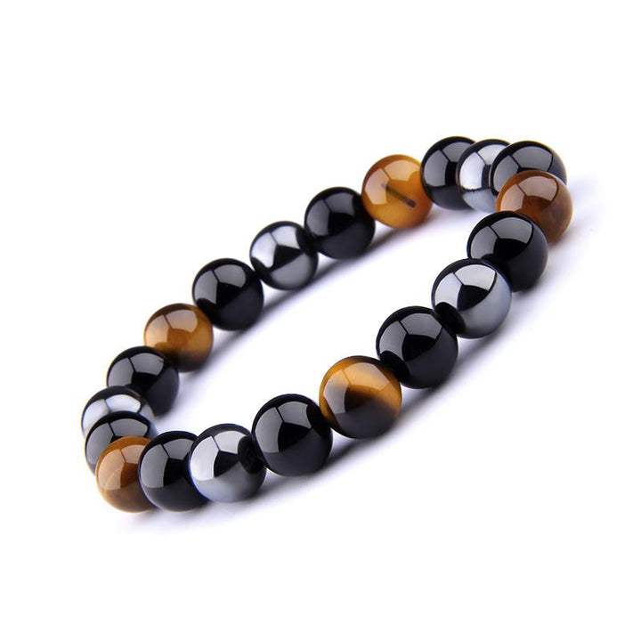 GRATUIT Bracelet de triple protection en obsidienne noire, hématite et œil de tigre - Karma et Moi