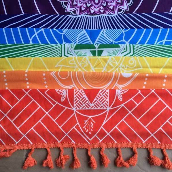 Tapis de yoga des 7 chakras - Tapis de méditation - Tapisserie - Karma et Moi